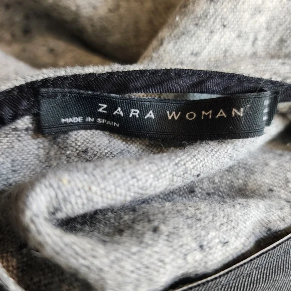 ZARA Speckled Mulberry Silk Wool Midi Dress Gray Woven A-line Dress XS - Picture 10 of 15